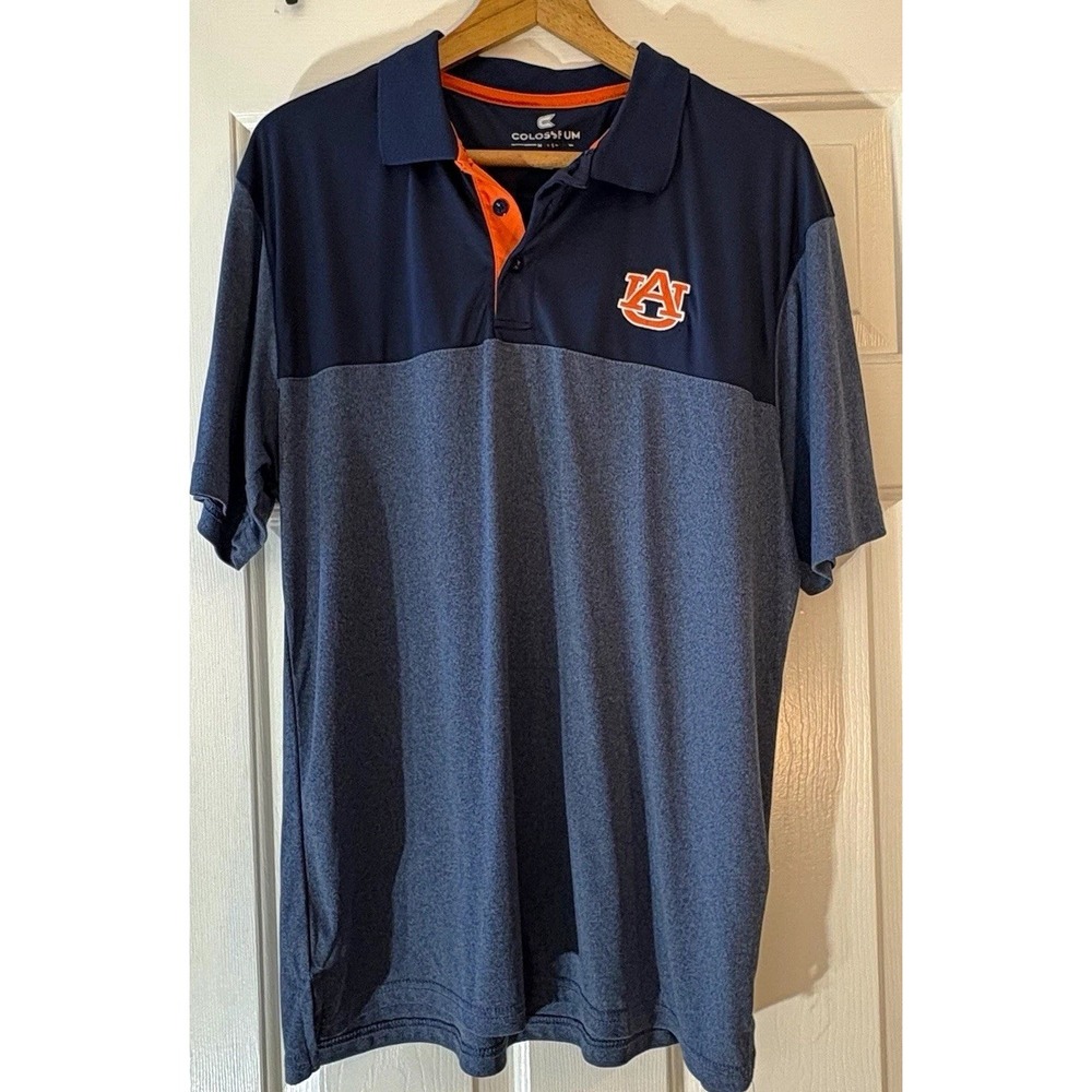 Colosseum Auburn Tigers Polo Shirt Blue/Gray/Orange Men's Size XL